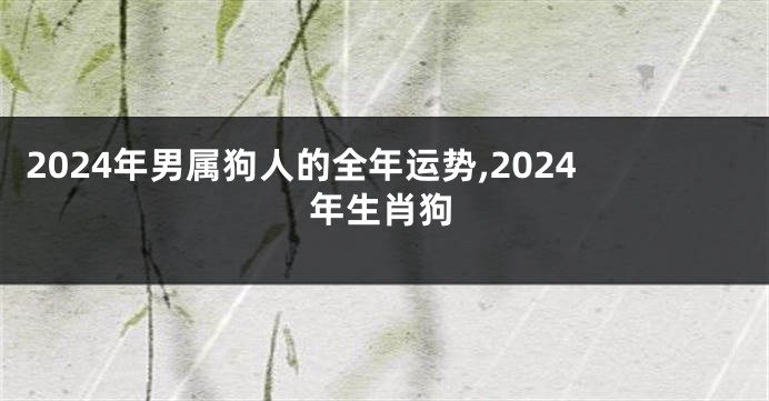 2024年男属狗人的全年运势,2024年生肖狗