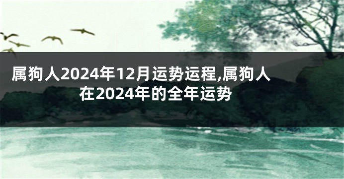 属狗人2024年12月运势运程,属狗人在2024年的全年运势