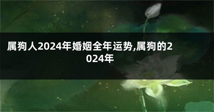 属狗人2024年婚姻全年运势,属狗的2024年