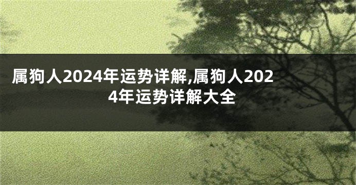 属狗人2024年运势详解,属狗人2024年运势详解大全