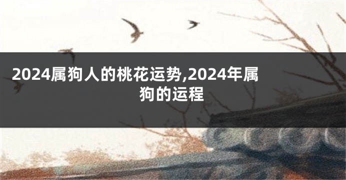 2024属狗人的桃花运势,2024年属狗的运程