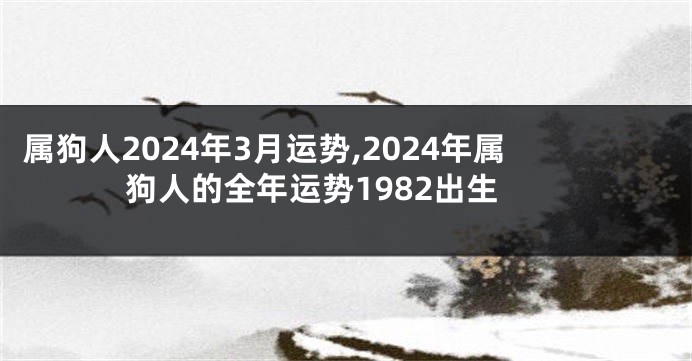 属狗人2024年3月运势,2024年属狗人的全年运势1982出生