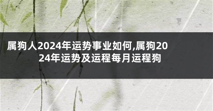 属狗人2024年运势事业如何,属狗2024年运势及运程每月运程狗