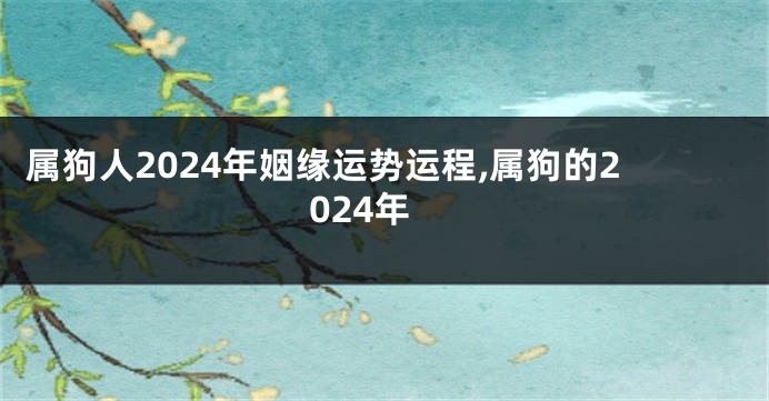 属狗人2024年姻缘运势运程,属狗的2024年