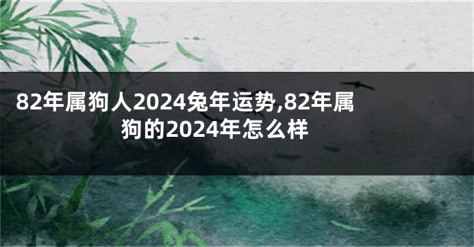 82年属狗人2024兔年运势,82年属狗的2024年怎么样