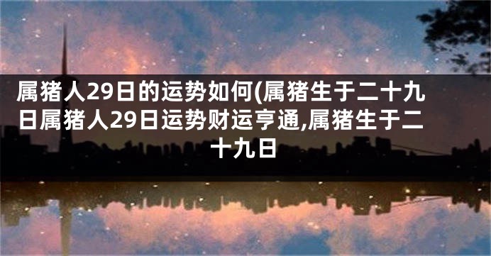 属猪人29日的运势如何(属猪生于二十九日属猪人29日运势财运亨通,属猪生于二十九日