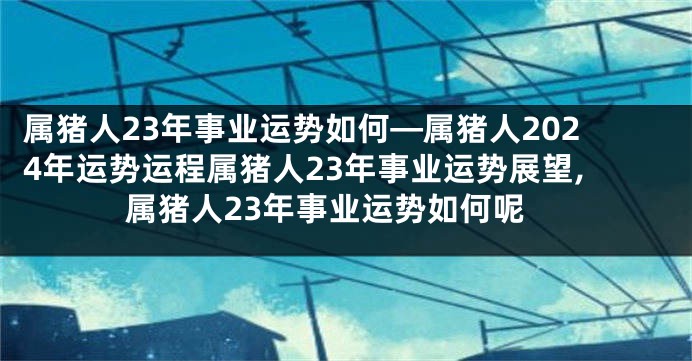 属猪人23年事业运势如何—属猪人2024年运势运程属猪人23年事业运势展望,属猪人23年事业运势如何呢