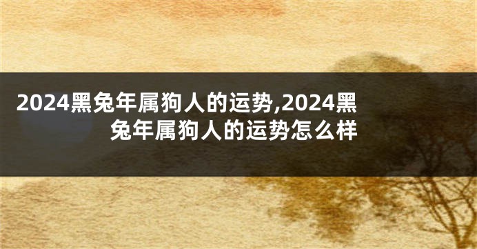 2024黑兔年属狗人的运势,2024黑兔年属狗人的运势怎么样