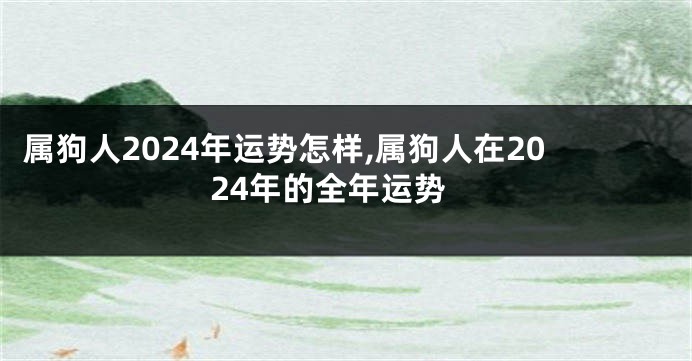 属狗人2024年运势怎样,属狗人在2024年的全年运势