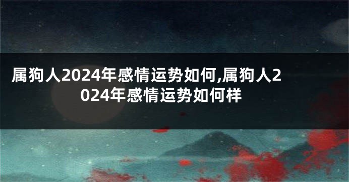 属狗人2024年感情运势如何,属狗人2024年感情运势如何样