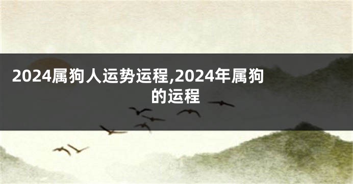 2024属狗人运势运程,2024年属狗的运程