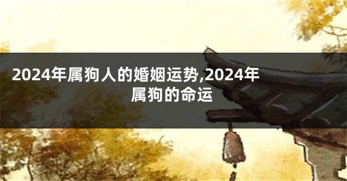 2024年属狗人的婚姻运势,2024年属狗的命运