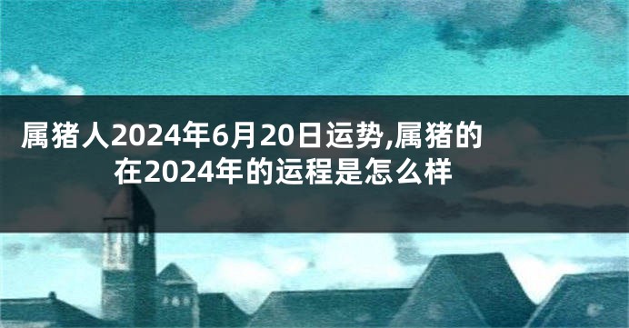 属猪人2024年6月20日运势,属猪的在2024年的运程是怎么样