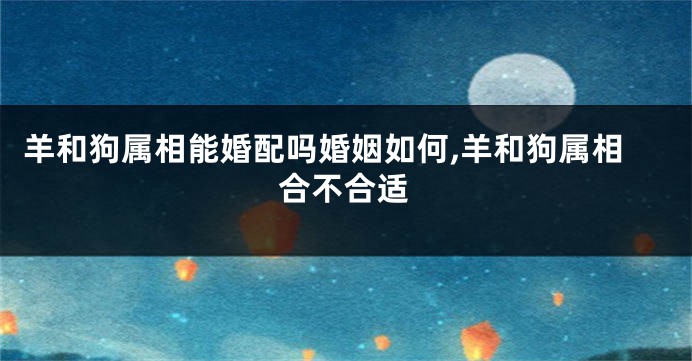 羊和狗属相能婚配吗婚姻如何,羊和狗属相合不合适