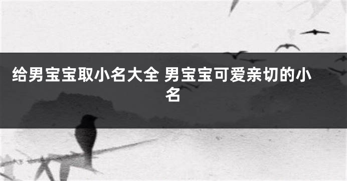 给男宝宝取小名大全 男宝宝可爱亲切的小名