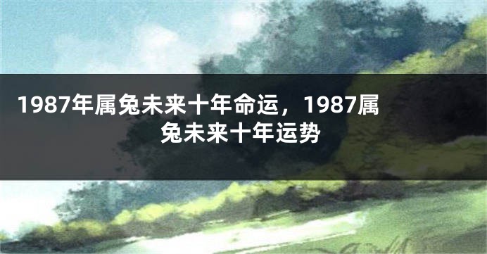 1987年属兔未来十年命运，1987属兔未来十年运势