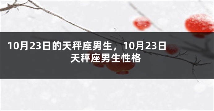 10月23日的天秤座男生，10月23日天秤座男生性格