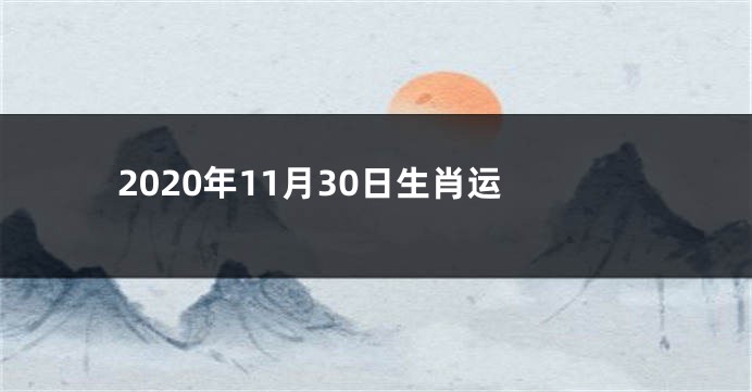 2020年11月30日生肖运