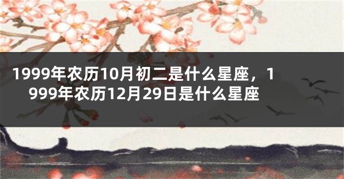 1999年农历10月初二是什么星座，1999年农历12月29日是什么星座