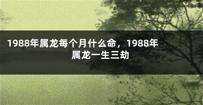 1988年属龙每个月什么命，1988年属龙一生三劫