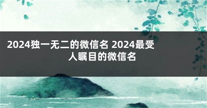 2024独一无二的微信名 2024最受人瞩目的微信名