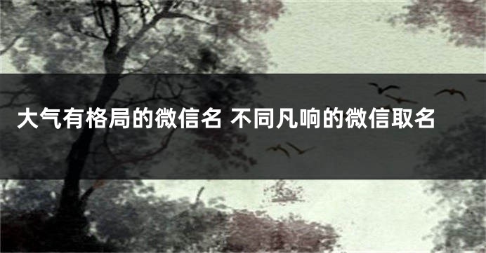 大气有格局的微信名 不同凡响的微信取名