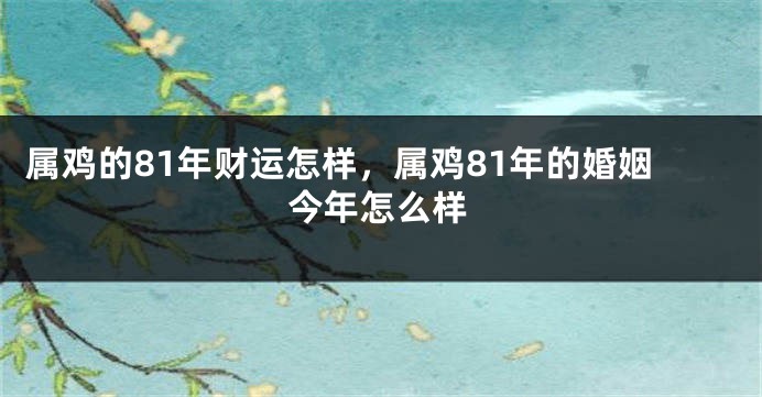 属鸡的81年财运怎样，属鸡81年的婚姻今年怎么样