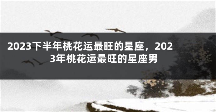 2023下半年桃花运最旺的星座，2023年桃花运最旺的星座男