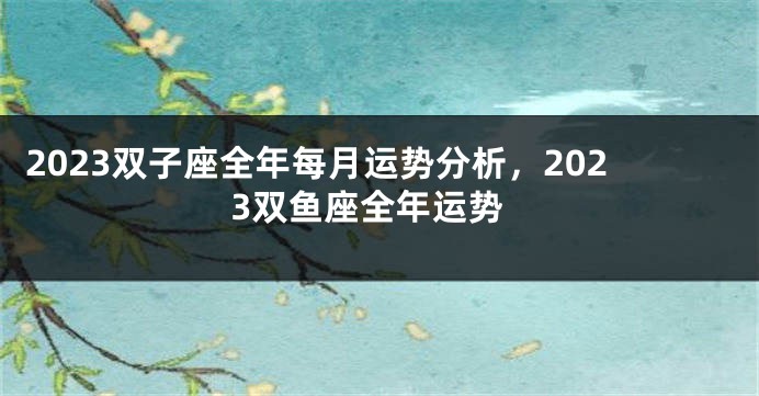 2023双子座全年每月运势分析，2023双鱼座全年运势