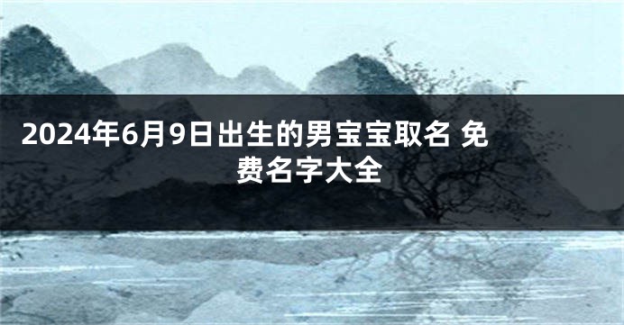 2024年6月9日出生的男宝宝取名 免费名字大全