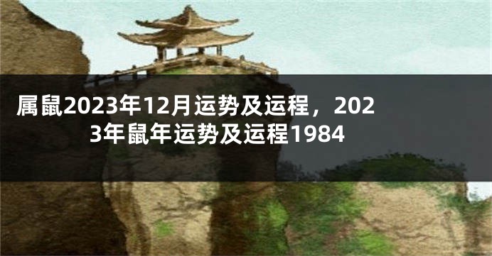 属鼠2023年12月运势及运程，2023年鼠年运势及运程1984