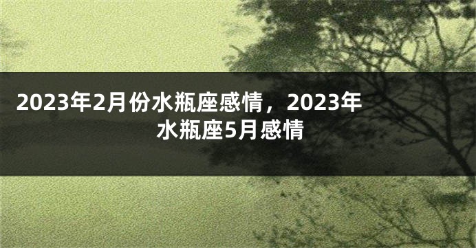 2023年2月份水瓶座感情，2023年水瓶座5月感情