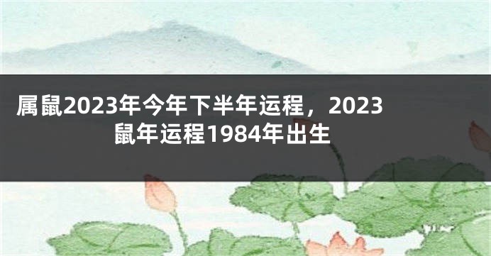 属鼠2023年今年下半年运程，2023鼠年运程1984年出生