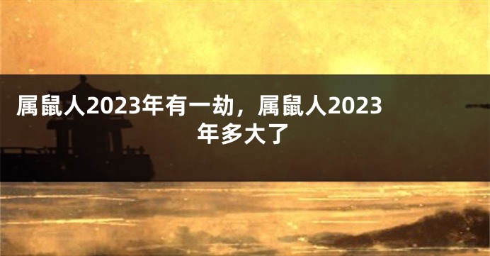 属鼠人2023年有一劫，属鼠人2023年多大了