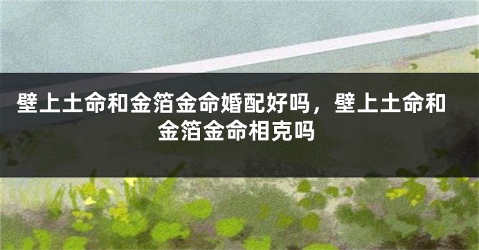 壁上土命和金箔金命婚配好吗，壁上土命和金箔金命相克吗