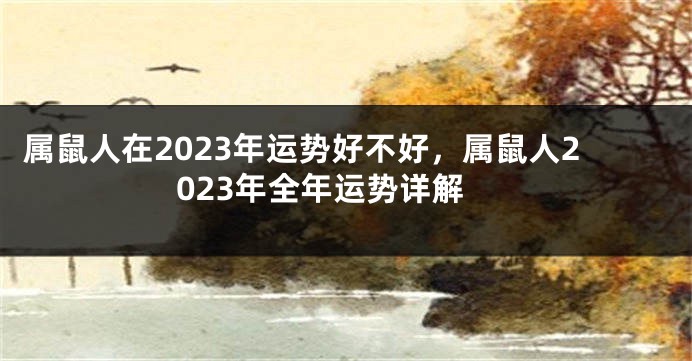 属鼠人在2023年运势好不好，属鼠人2023年全年运势详解