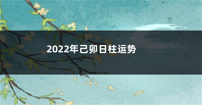 2022年己卯日柱运势