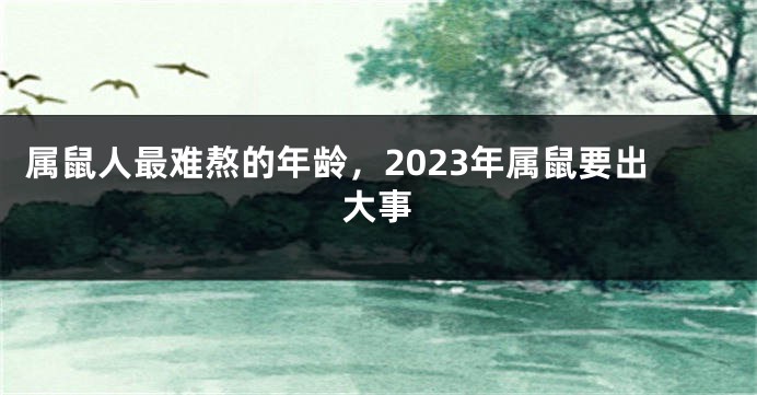 属鼠人最难熬的年龄，2023年属鼠要出大事