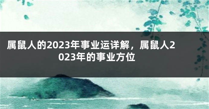 属鼠人的2023年事业运详解，属鼠人2023年的事业方位