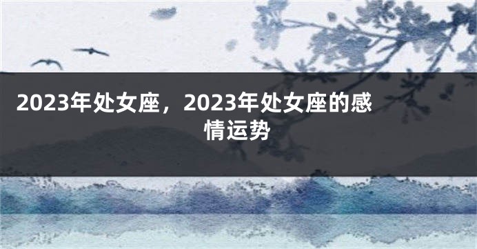 2023年处女座，2023年处女座的感情运势