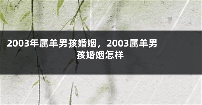 2003年属羊男孩婚姻，2003属羊男孩婚姻怎样