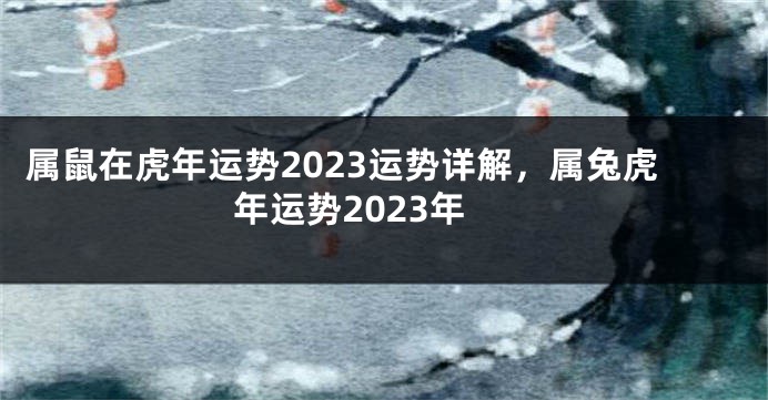 属鼠在虎年运势2023运势详解，属兔虎年运势2023年