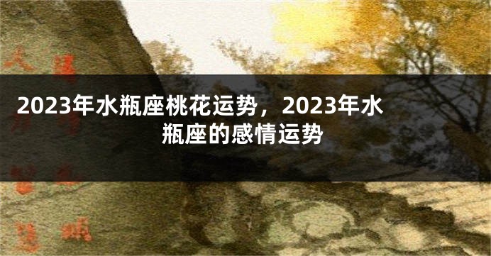 2023年水瓶座桃花运势，2023年水瓶座的感情运势