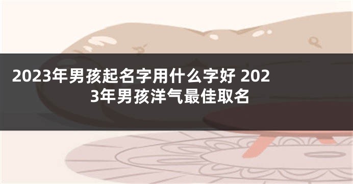 2023年男孩起名字用什么字好 2023年男孩洋气最佳取名