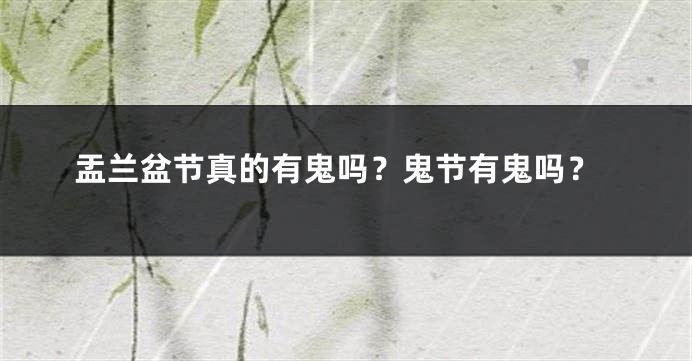 盂兰盆节真的有鬼吗？鬼节有鬼吗？