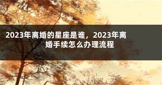 2023年离婚的星座是谁，2023年离婚手续怎么办理流程