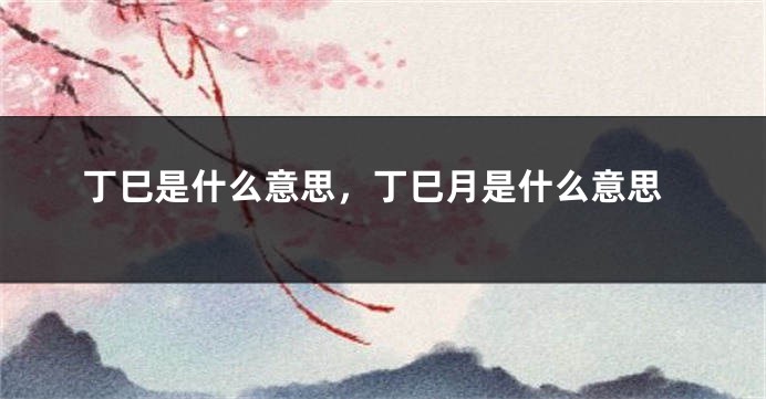 丁巳是什么意思，丁巳月是什么意思