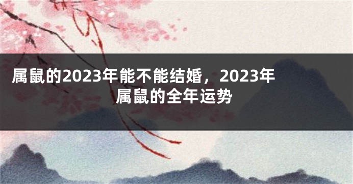 属鼠的2023年能不能结婚，2023年属鼠的全年运势