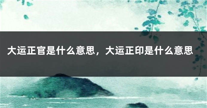 大运正官是什么意思，大运正印是什么意思