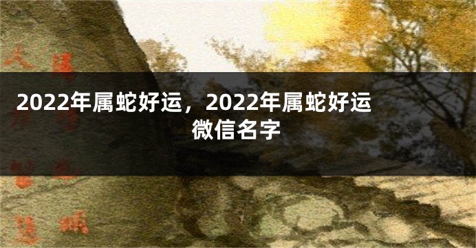 2022年属蛇好运，2022年属蛇好运微信名字